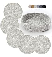 Trivets for Hot Dishes, Trivets for Hot Pots and Pans, 7 Inchs Hot Pads 5 Pcs and Storage Basket ...