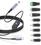 Universal USB C to DC Adapter 140W Barrel PD Trigger Cable with 8 Tips | 4.9FT USB C to Barrel Pl...