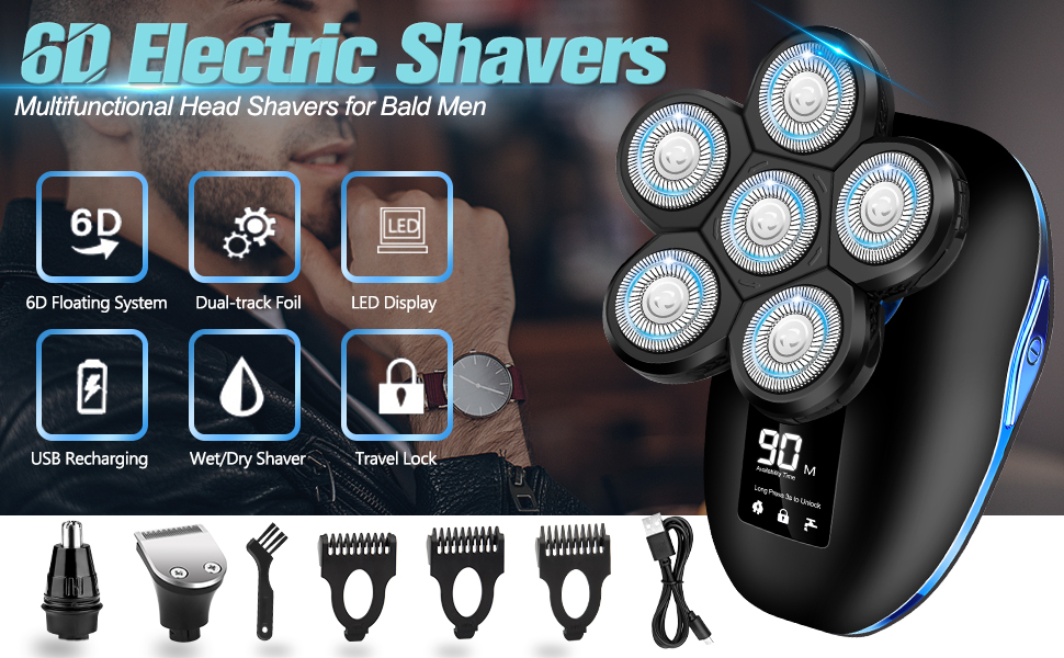 head shaver head shavers for bald men 6 in 1 bald head head razors for bald men