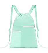 BAVELOE Drawstring Backpack with Mesh Pocket Water Resistant String Beach Swim Sports Gym for Wom...