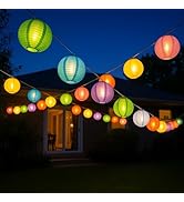 AceList 20 LED Colorful Lantern String Lights - Waterproof, Battery-Powered Decorative Lighting f...