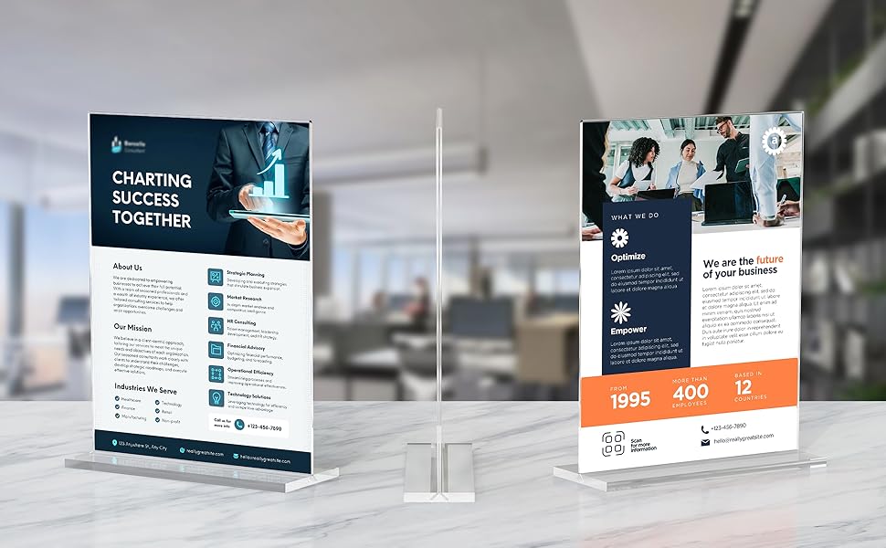 acrylic sign holder clear display stand table paper menu flyer plastic frame desktop brochure