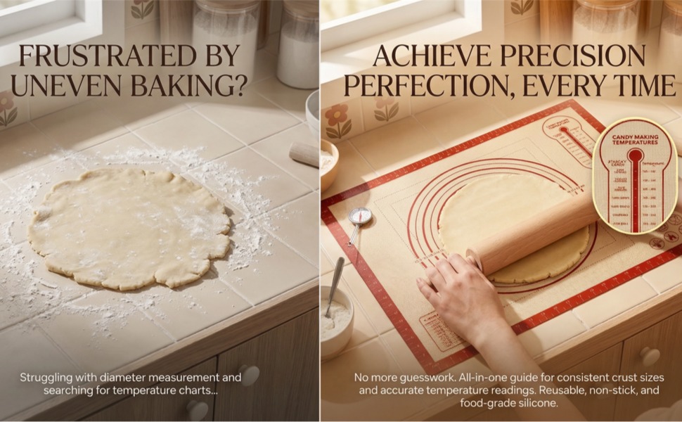 Extra Thick Silicone Mats for Baking, Non Stick Pastry Mat for Rolling Dough