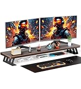 NestNeat Dual Monitor Stand Riser, 39 Inch Large Wood Monitor Stands for 2 Monitors, Desk Monitor...
