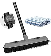 Pet Hair Removal Rubber Broom with Squeegee, Carpet Rake for Pet Hair with 59