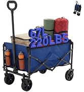 DUMOS Collapsible Wagon Cart Foldable with Wheels, 67L Large Capacity 220 lbs Utility Carts Heavy...