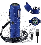 YOZWOO Dual Arc Lighter - Rechargeable Plasma Electric Lighter with LED Flashlight and Survival C...