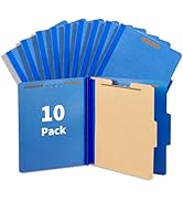 Binditek 10 Pack Pressboard Classification Folder, 1 Divider File Folder for Letter Size, 2 Inch ...