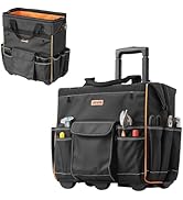 VEVOR 18" Rolling Tool Bag, 110lbs Load Capacity, 25Pockets Heavy Duty Roller Tool Bag w/Adjustab...