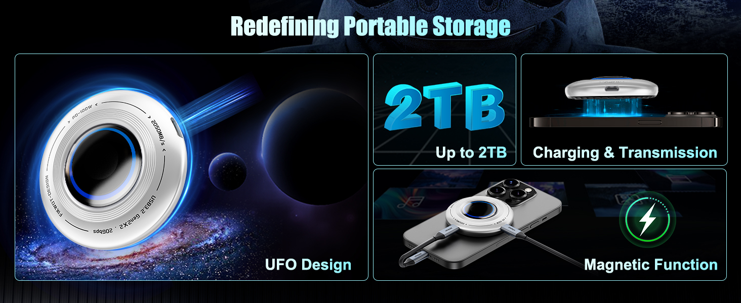 Portable External SSD with Magnetic