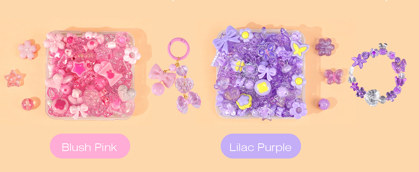Pink beads charms and Purple bead charms