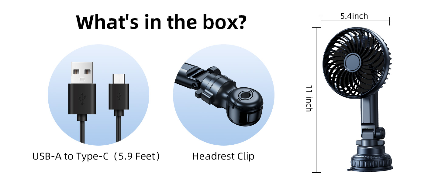 Nauttxon 4000mah Multi-Function Suction Cup Car Fan