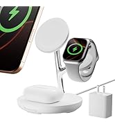 3 in 1 Wireless Charging Station for Multiple Devices Apple Magsafe Charger Stand, Fast Magnetic ...