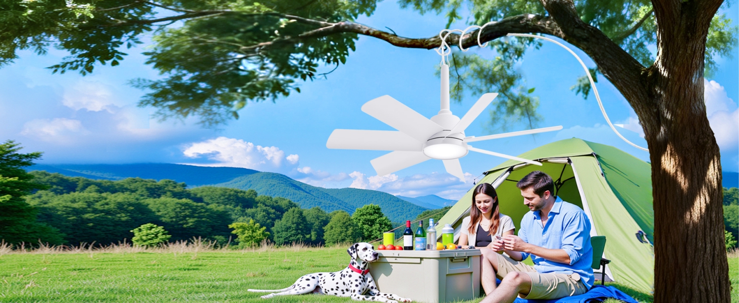 28 inch plug in outdoor ceiling fan with light remote hanging portable fan patio porch camping rv