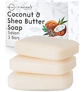 O NATURALS 3-Pack Organic Coconut &amp; Shea Butter Soap Bar 4oz each Set - 100% Vegan Cold Process B...