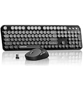 EWEADN V96 Wireless Keyboard and Mouse Combo, 2.4G Wireless Full-Sized Retro Typewriter Style Key...