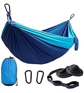 Camping Hammocks, Double &amp; Single Hammock with Tree Straps,Portable Lightweight Parachute Nylon C...