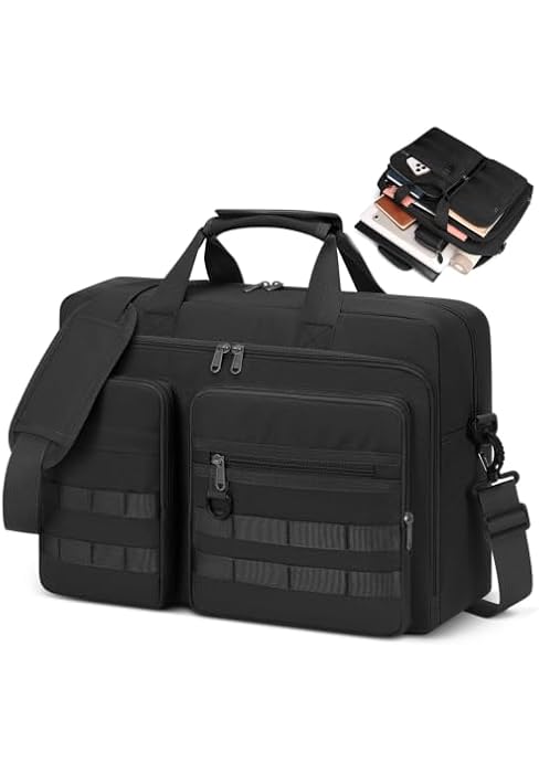 RAINSMORE Tactical 15.6-17.3 In Laptop Bag for Men Messenger Briefcase | with MOLLE and Padded St...