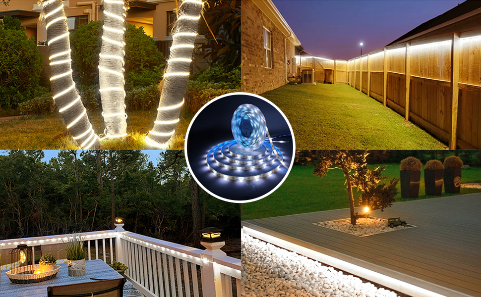 waterproof solar Christmas strip lights for deck tree garden fence decorative lighting