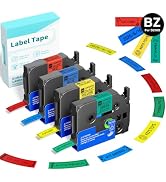 EazeID BZ Color Label Tapes with Chip for D210S H1100 E1000 D480BT P780BT Label Maker, 12mm 0.47 ...