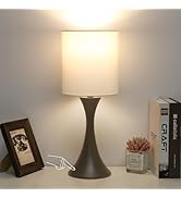 3 Way Touch Control Table Lamp, Modern Bedside Lamp Dimmable Nightstand Lamp with Beige Shade and...