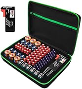 stukcaze Battery Organizer Storage Case with Tester for AA AAA C D 9V Battery Holder 7 Batteries ...