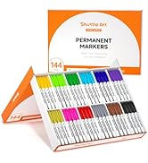 Shuttle Art 144 Pack Permanent Markers, Permanent Marker Assorted Colors, 12 Bright Colors Fine P...