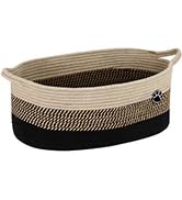 Optish Dog Toy Basket, Toy Box and Bin for Dog Cat Storage, 19.7" X 11" X 7.9" (30L) Large Woven ...