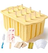 Popsicle Molds Silicone BPA-free,12 Pieces Popsicle Trays for Freezer,Homemade Ice Cream Popsicle...