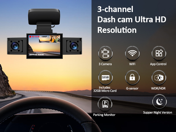 3 channel dash cam