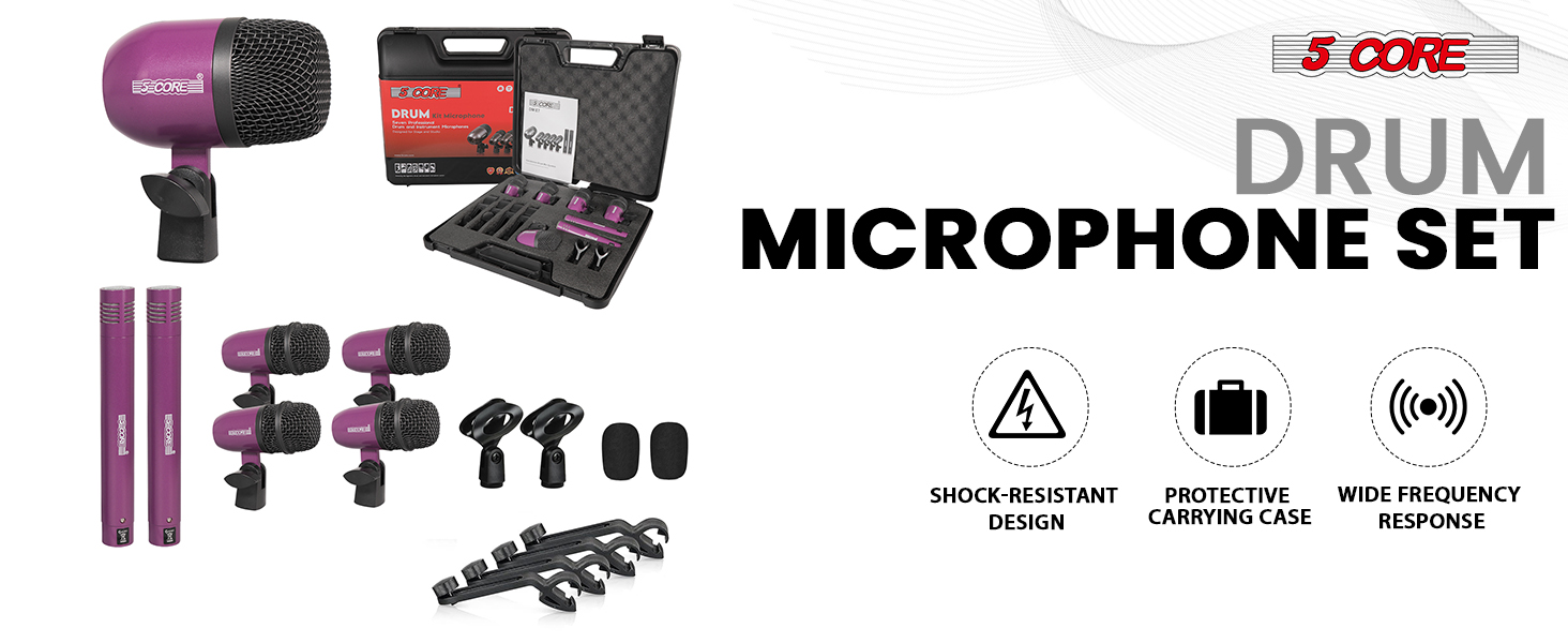 drum mic kit drum microphone set 7 piece drum set drum mic set recording studio kit percussion mic