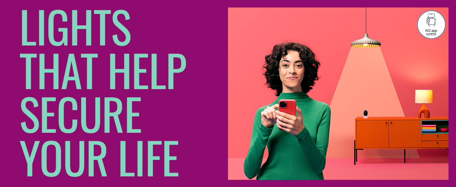 WiZ smart lighting; WiZ controlled; secuirty; security camera; WiFi: connected