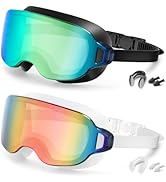 Aegend Swim Goggles Adult 2 Pack, Frameless 180°Clear Wide View Anti-Fog/UV, Fashion Men Women Po...