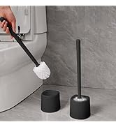 Toilet Brush and Holder Set Toilet Bowl Brush and Holder for Deep Cleaning Under Rim, Durable Bri...