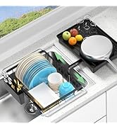 LEMIKKLE Roll Up Dish Drying Rack, Over The Sink Dish Drainer Rack, Foldable Sink Drying Rack, An...