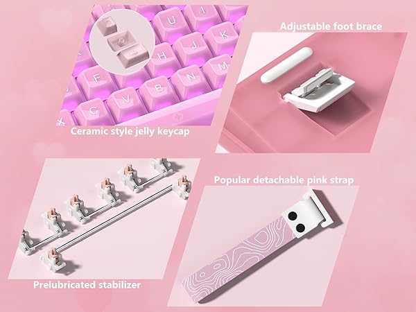 Womier 60% Gaming Keyboard Pink Transparent Jade, QMK/VIA Creamy Mechanical Keyboard