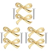 DOITOOL Brass Bow Shape Cabinets Knobs Gold Drawer Pulls Decorative Bow Knobs Cupboard Pull Handl...