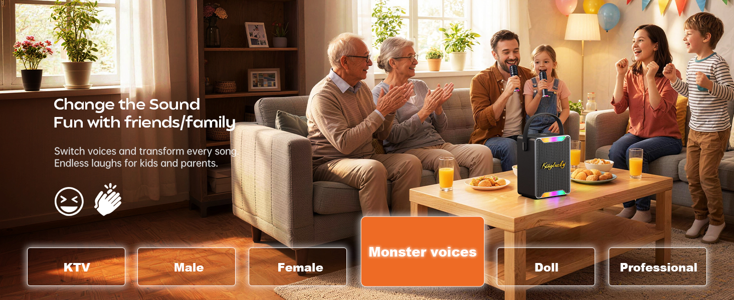 Karaoke Machine for Kids and Adults, Portable Karaoke Machine with 2 Wireless Microphones