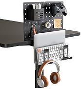 PEGZONE Laptop Stand Vertical, 2-Slot Under Desk Laptop Holder, Desk Side Storage with Headphone ...