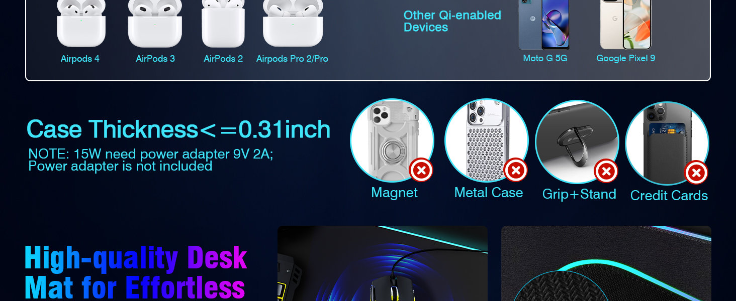 RGB Gaming Mouse Pad Wireless Charging