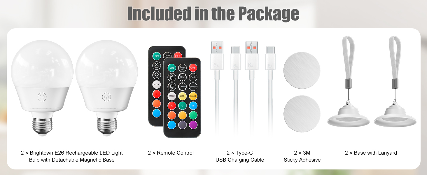 E26 Rechargeable Light Bulb with Remote