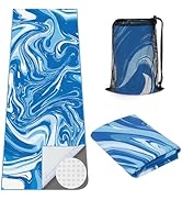 MicaYoung Yoga Mat Towel with Large Corner Pockets, Non Slip Grip Microfiber Mat Cover Mat for Ho...