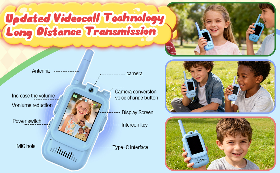 LeCoirrax Rechargeable Kids Walkie Talkies 2 Pack