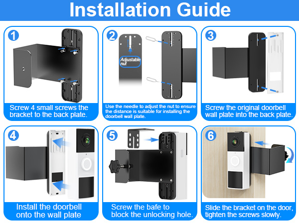 tapo doorbell camera mount anti theft doorbell mount no-drill Adjustable doorbell mounting bracket