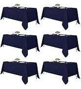 Fitable Navy Tablecloths for 6-8 Foot Tables, 6 Pack - 70 x 120 Inches - Reusable and Washable Ta...