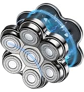 Magnetic Head Shaver Replacement Heads 7 Double Ring Waterproof Rotary Razor Blades for Bald Men ...