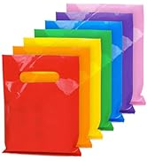 140 PCS 6" x 8" Colorful Gift Bags, 7 Bright Colors Party Favor Pouches, Reusable Plastic Goodie ...