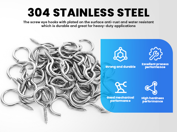 304 Stainless Steel Screw-in Hooks