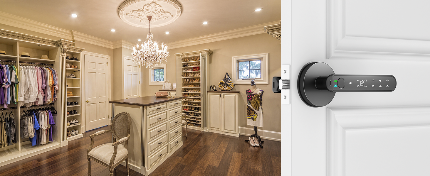 passcode door knob for bedroom round black