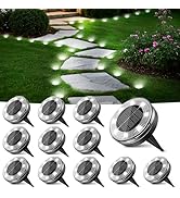 Peasur Mini Solar Ground Lights, 12 Pack Flat Solar Disc Lights Outdoor Waterproof, 2.3 Inch Smal...